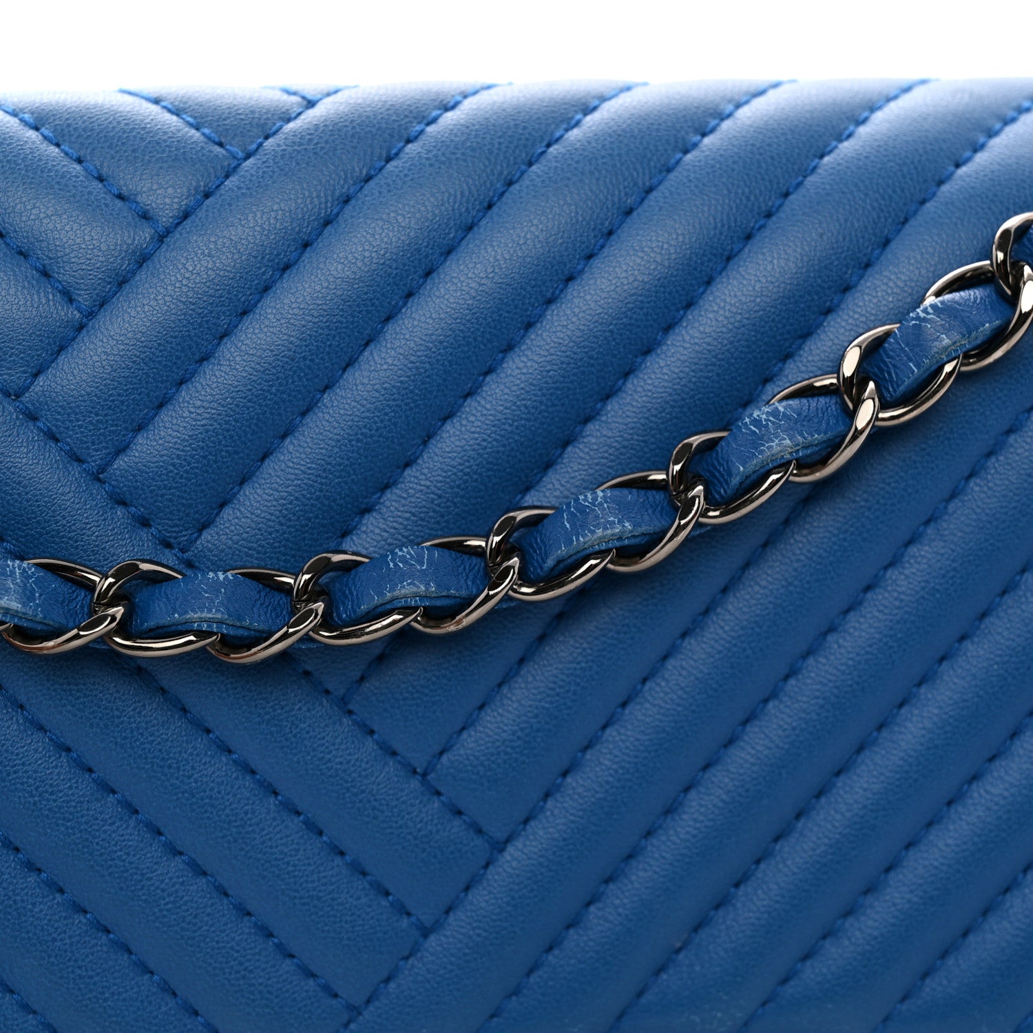 Chanel Lambskin Quilted Medium CC Crossing Flap Blue 12 of 13