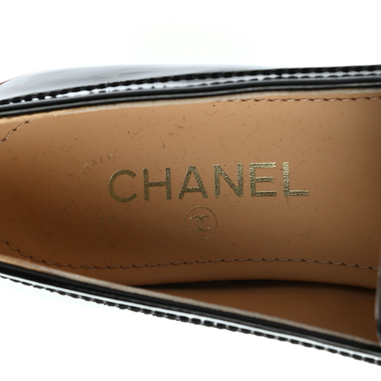 Chanel Patent CC Mocassin Loafers 39.5 Black 6 of 8