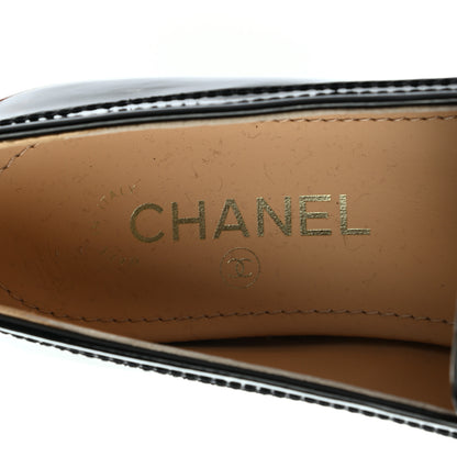 Chanel Patent CC Mocassin Loafers 39.5 Black 6 of 8