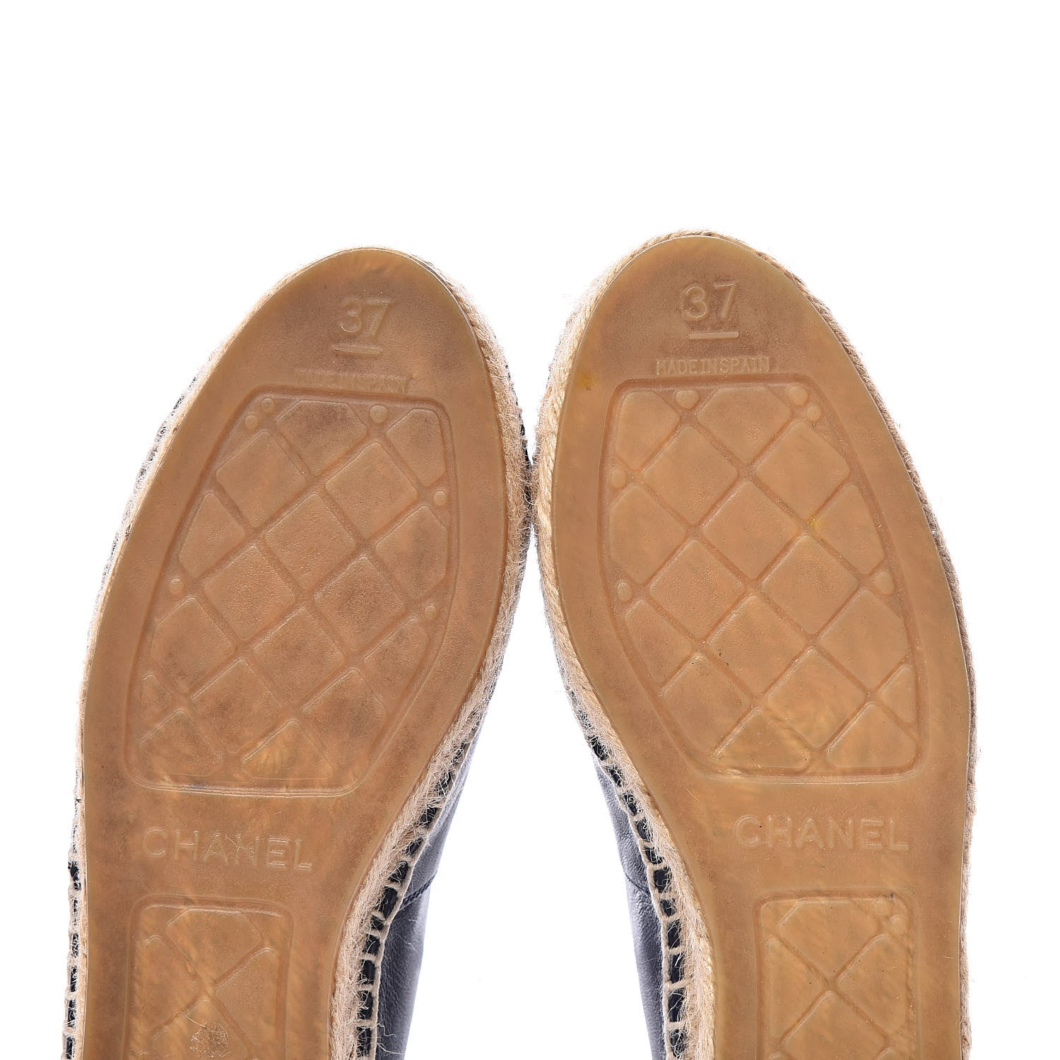 Chanel Lambskin CC Espadrilles 37 Navy Black 8 of 10