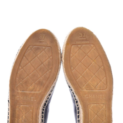 Chanel Lambskin CC Espadrilles 37 Navy Black 8 of 10