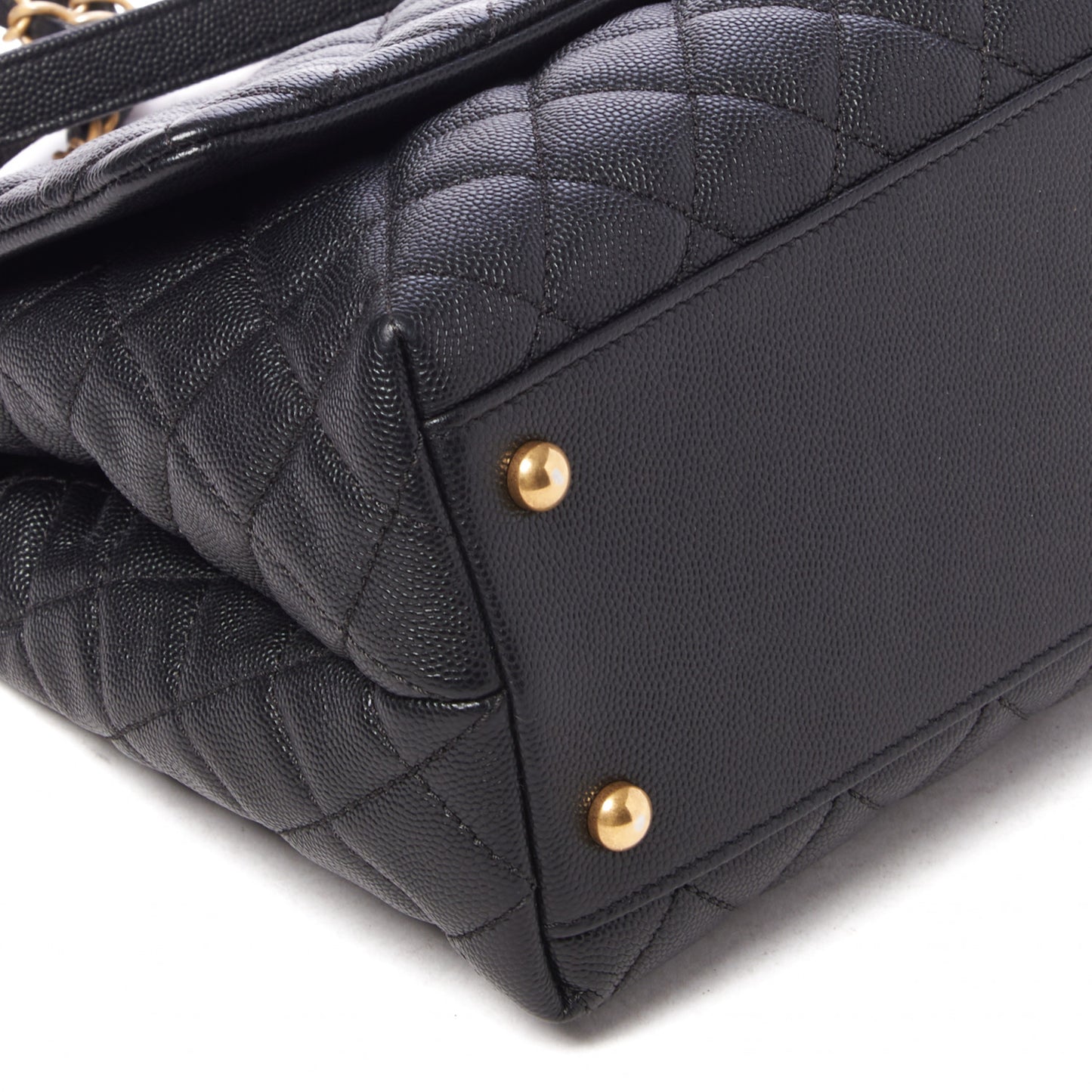 Caviar Quilted Small Coco Handle Flap Black