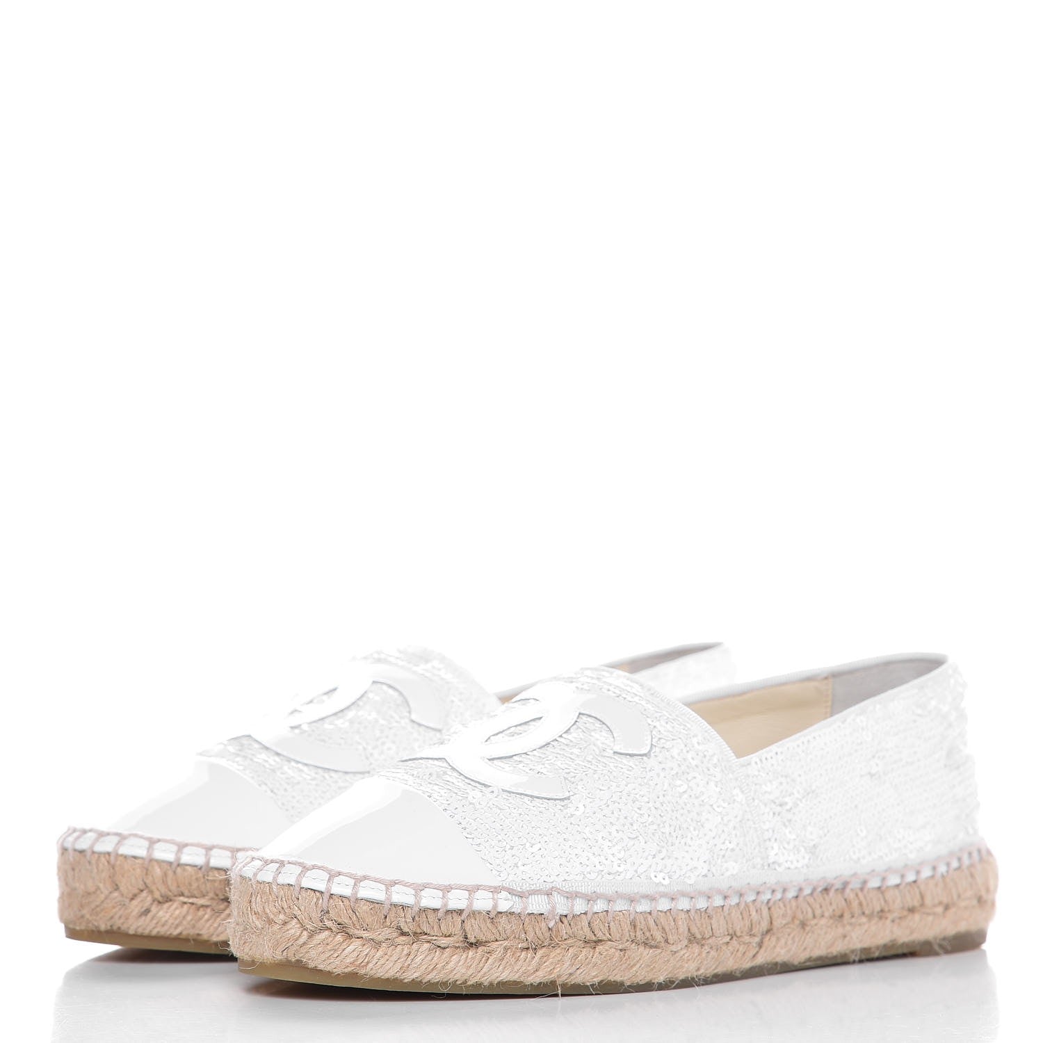 Chanel Patent Sequin CC Espadrilles 38 White 2 of 10
