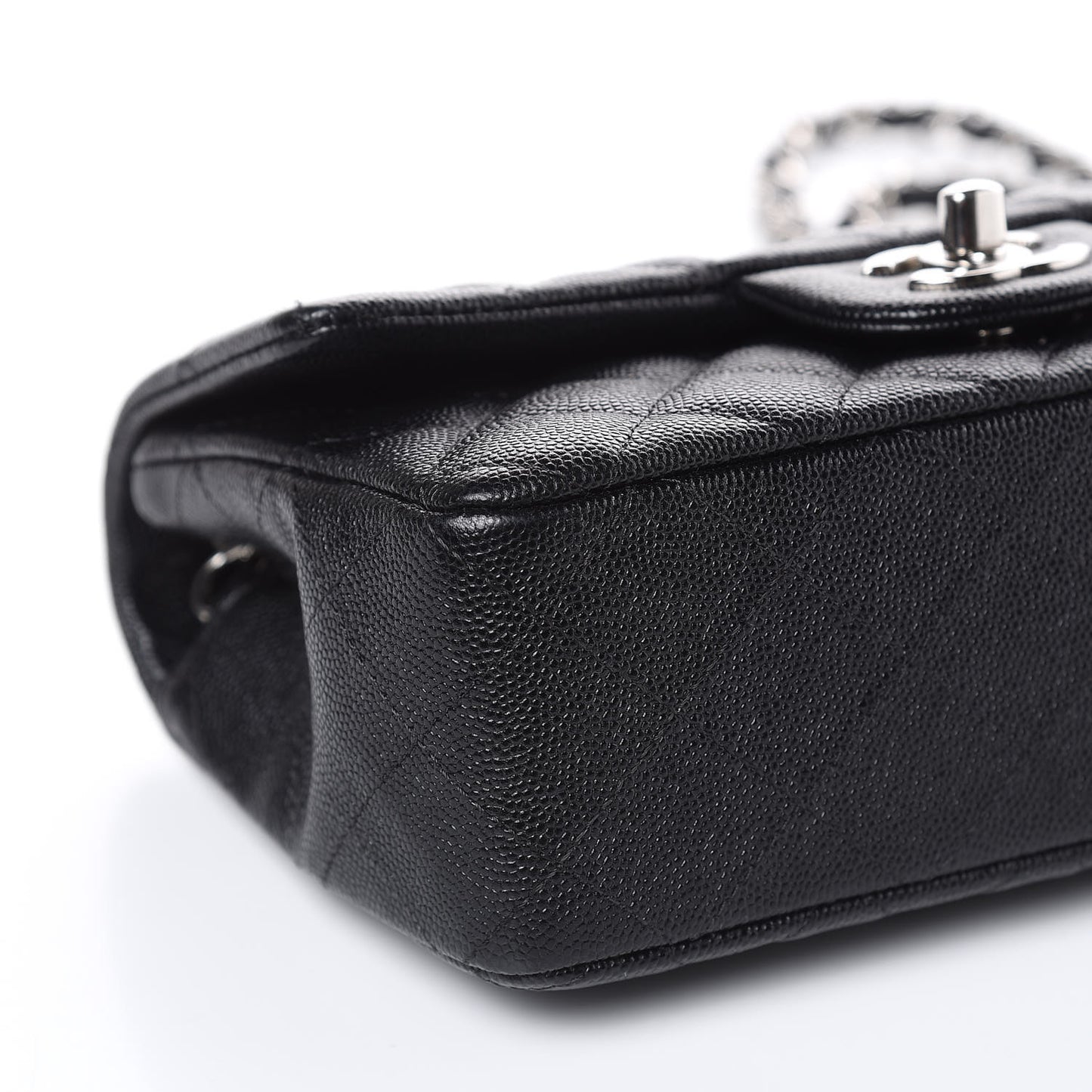 Iridescent Caviar Quilted Mini Rectangular Flap Black