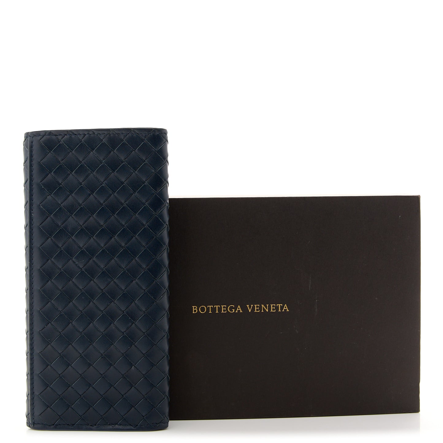 Nappa Intrecciato Continental Flap Wallet Blue