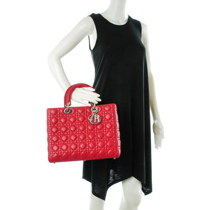 Christian Dior Lambskin Cannage Large Lady Dior Red 2 of 7