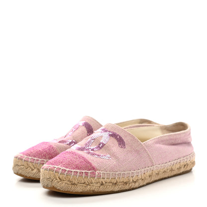 Chanel Toile Sequin CC Espadrilles 37 Pink Dark Pink 3 of 10