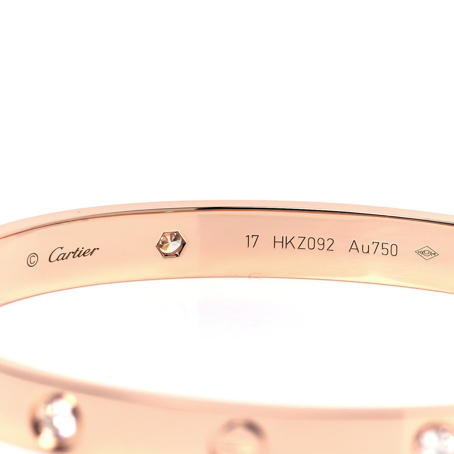 18K Pink Gold 4 Diamond LOVE Bracelet 17