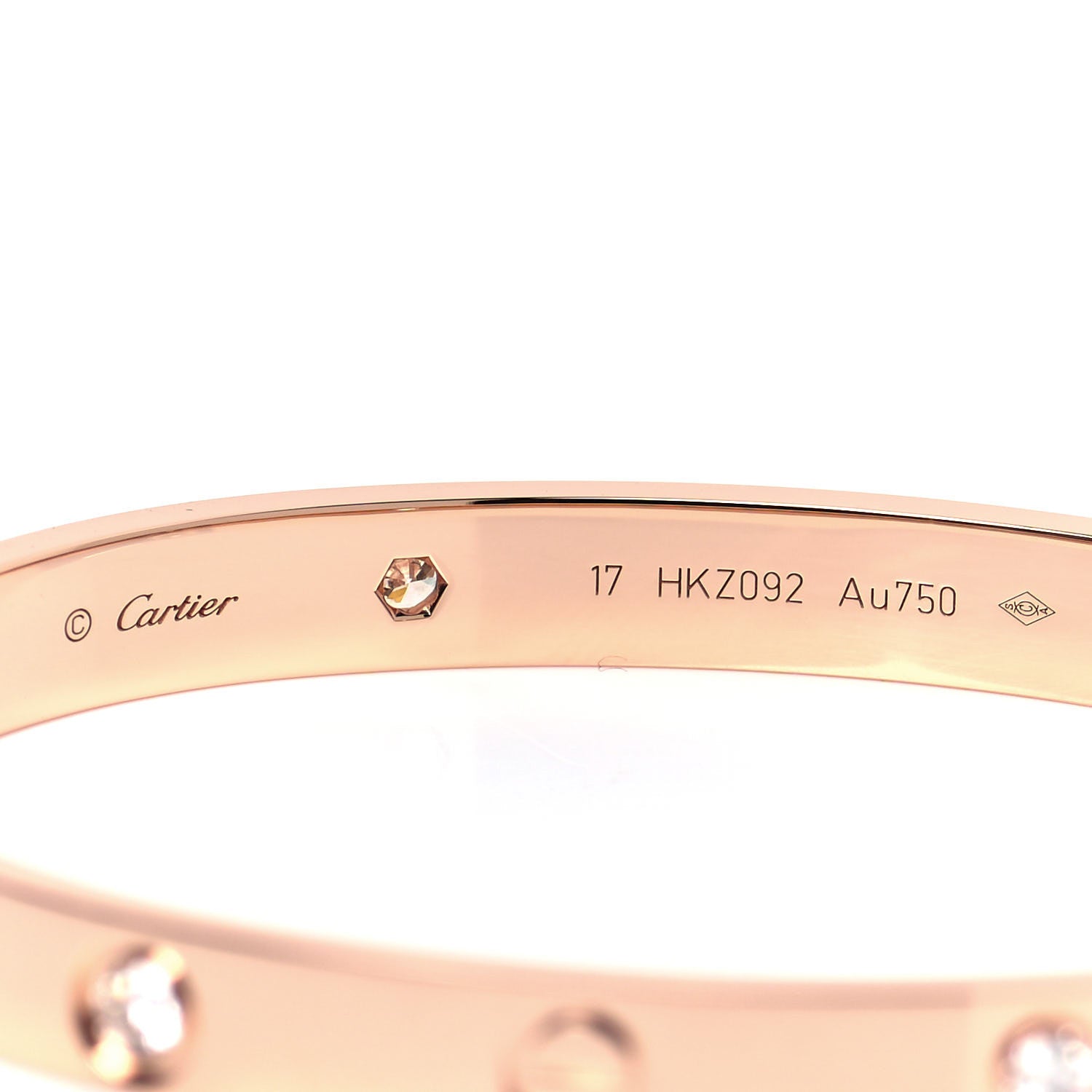 Cartier 18K Pink Gold 4 Diamond LOVE Bracelet 17 4 of 5
