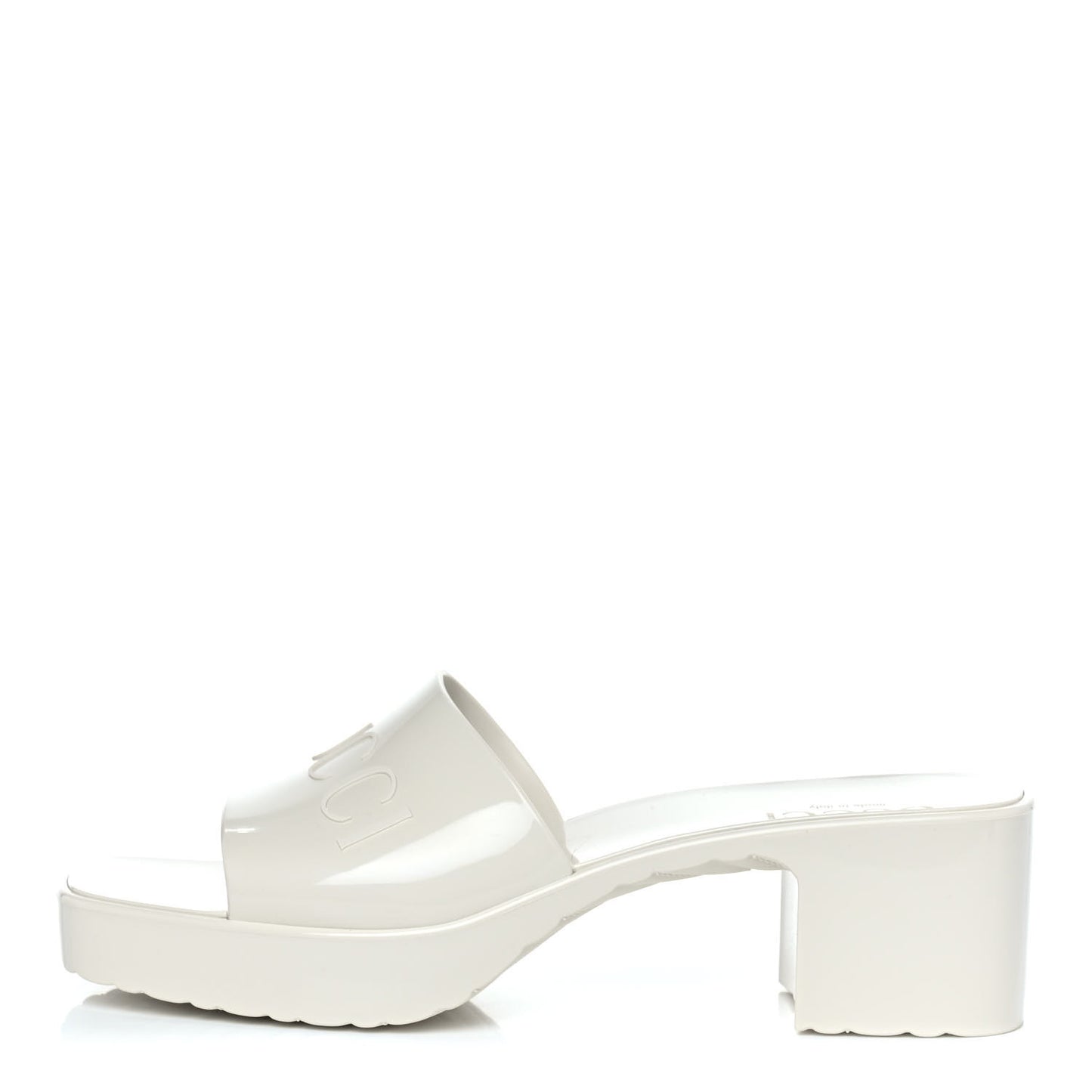 Rubber Gucci Logo Womens Platform 20/60mm Slide Sandals 39 Mystic White
