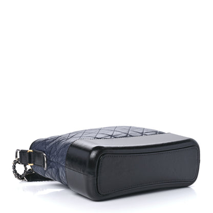 Chanel Aged Calfskin Quilted Medium Gabrielle Hobo Navy Black 4 of 11