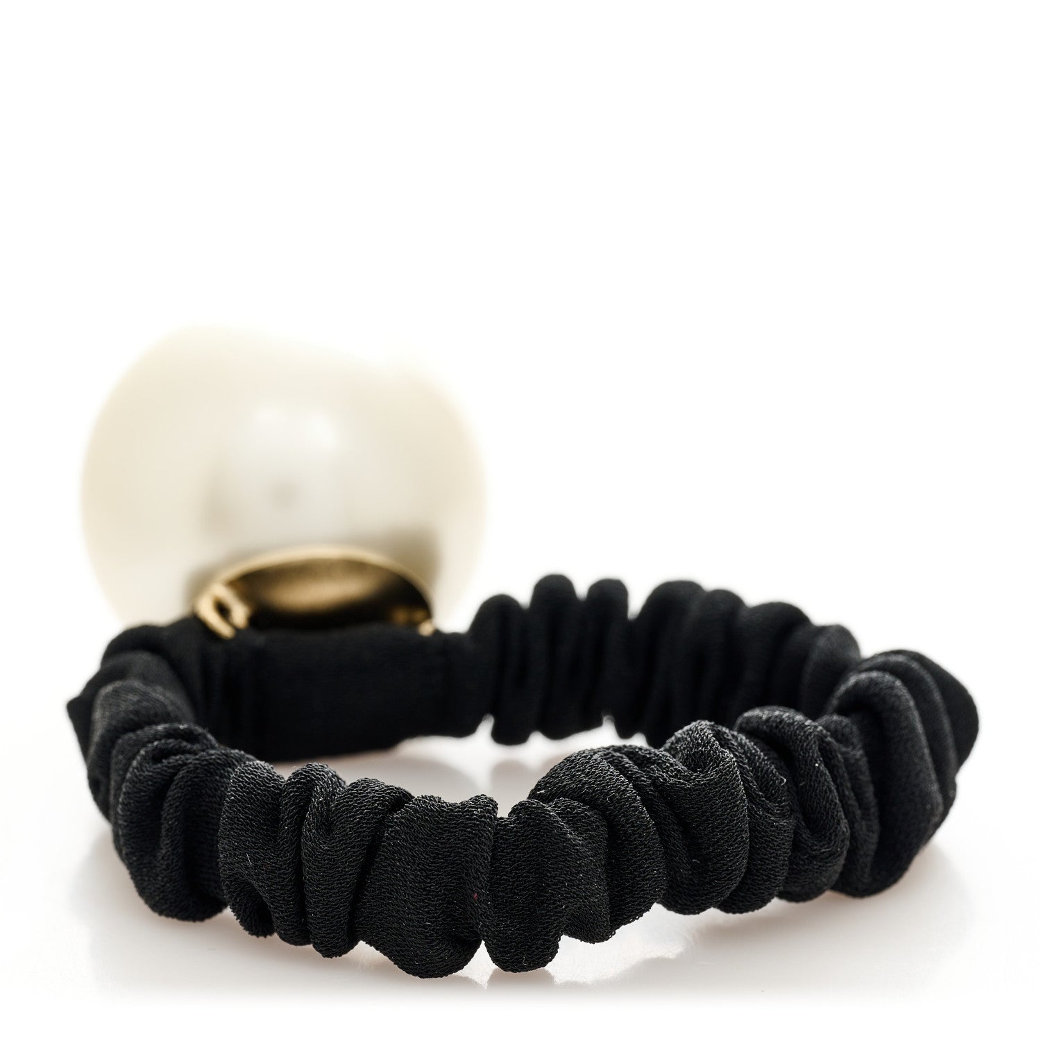 Chanel Pearl CC Hair Tie Black Gold Pearly White 2 of 4