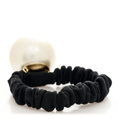 Chanel Pearl CC Hair Tie Black Gold Pearly White 2 of 4
