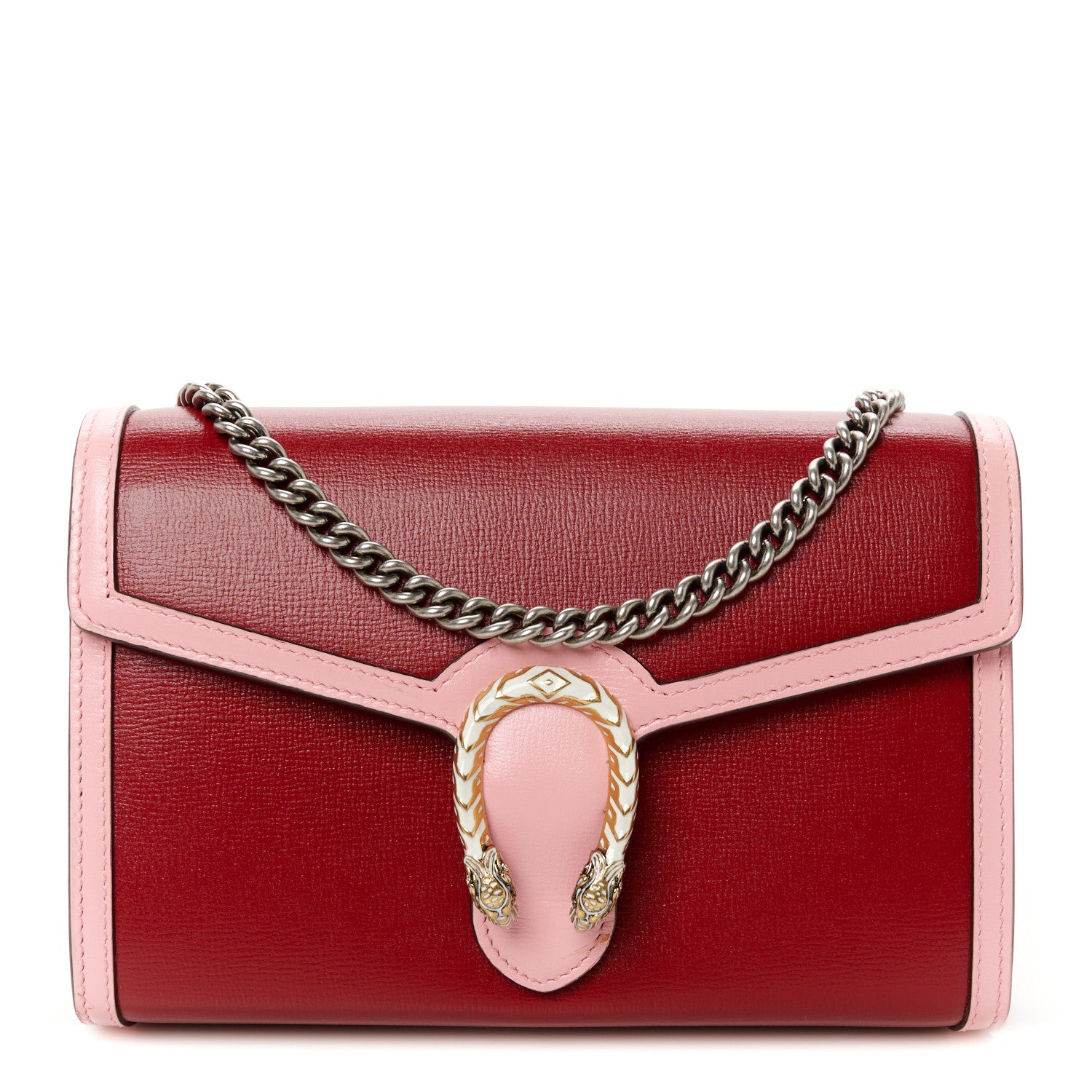Gucci Azalea Calfskin Enamel Mini Dionysus Chain Wallet New Cherry Red Wild Rose Off White 1 of 10