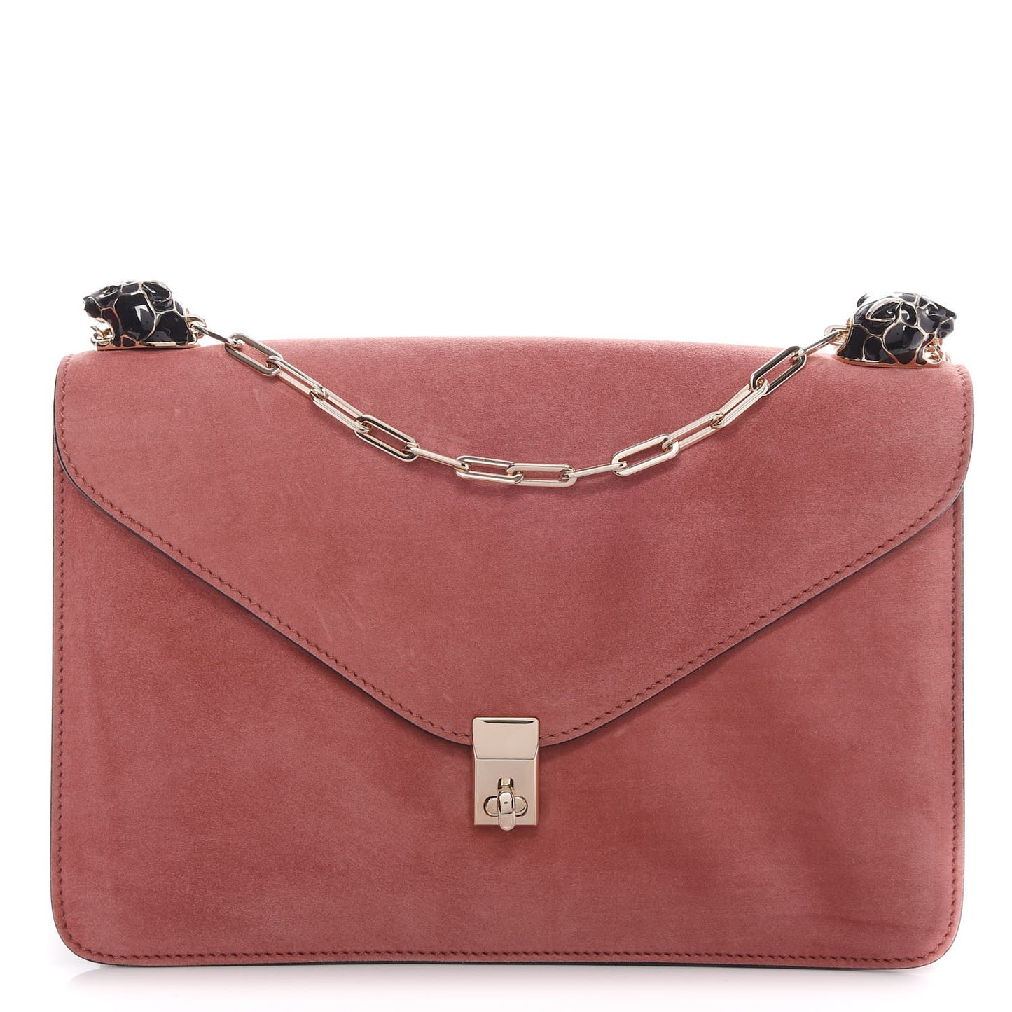 Suede Panther Shoulder Bag Antique Rose