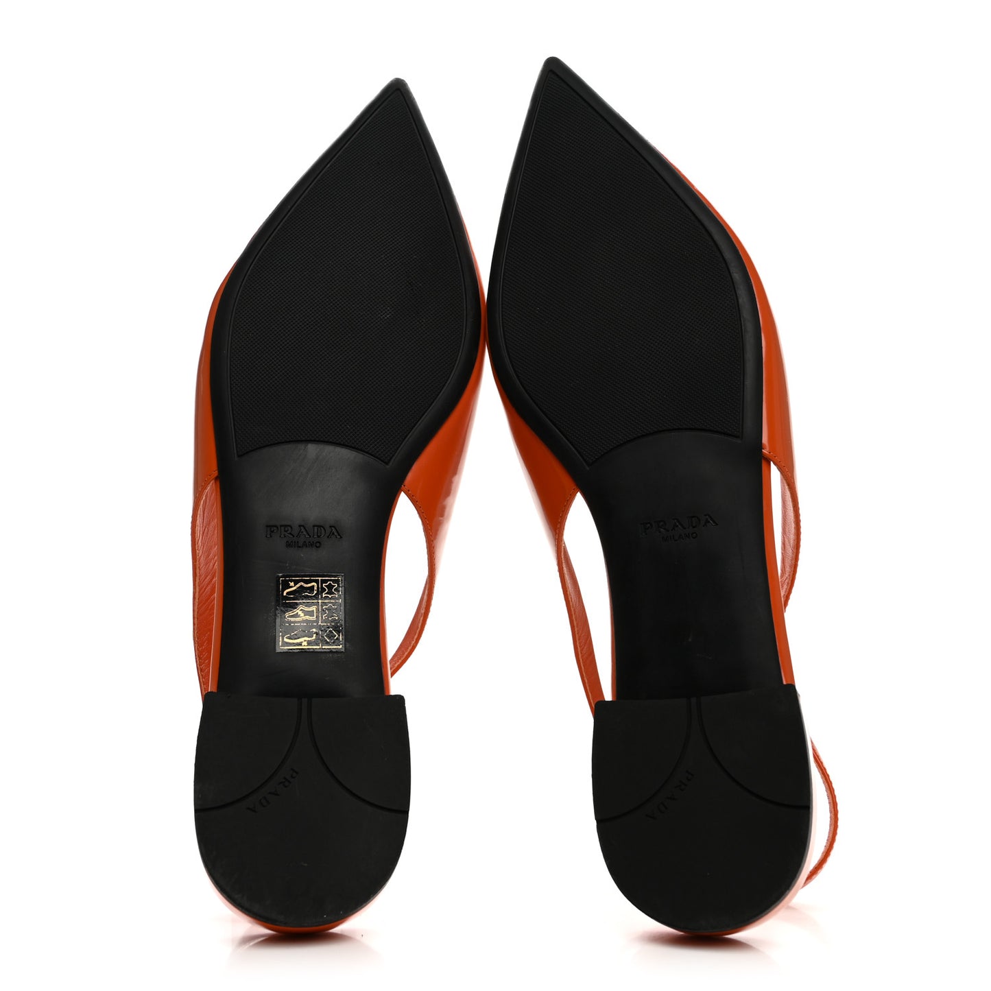 Spazzolato Padded Triangle Logo Pointed Toe Slingback Flats 40 Papaya