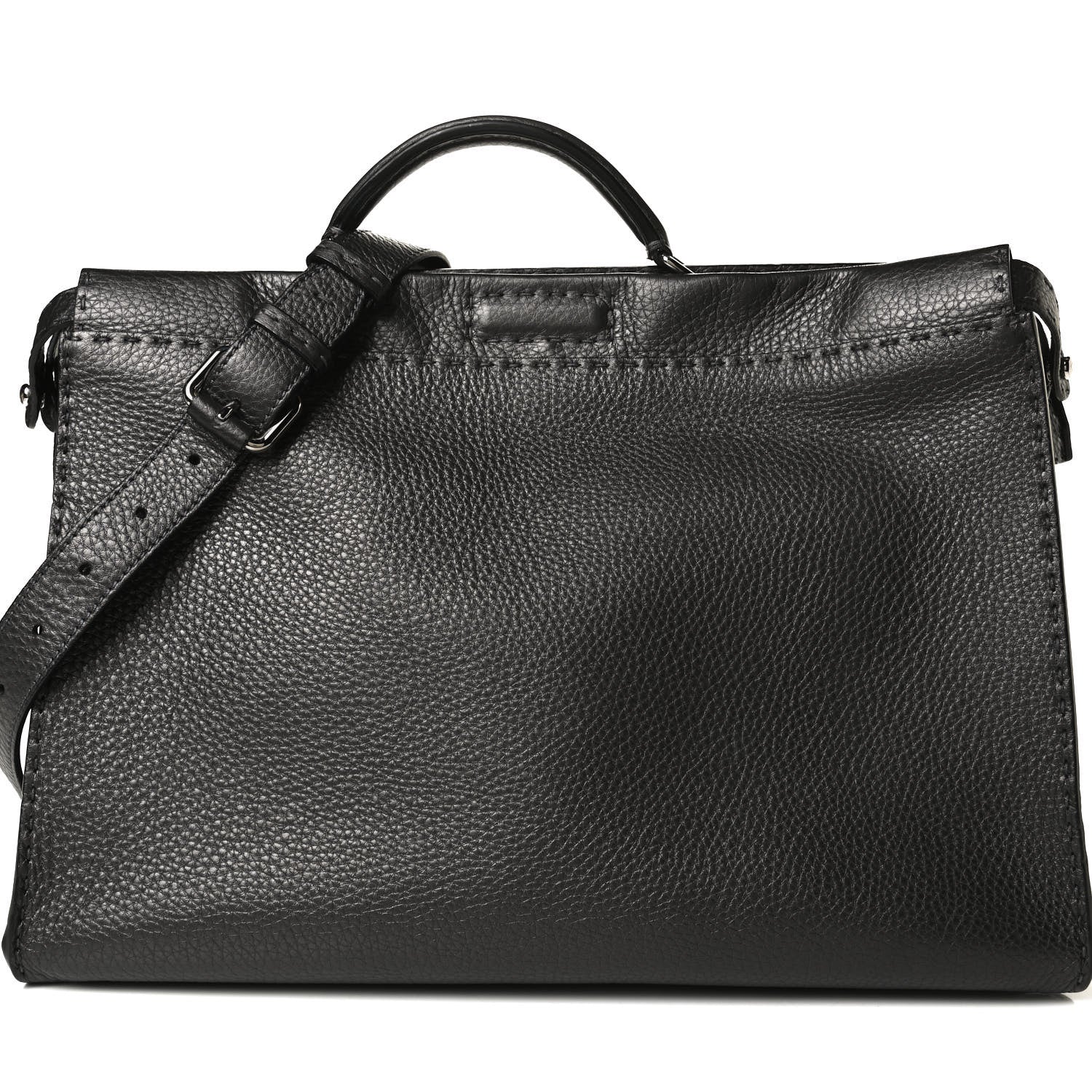 Fendi Calfskin Romano Selleria Monster Eyes Large Mens Peekaboo Iconic Essential Satchel Black White 9 of 15