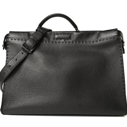 Fendi Calfskin Romano Selleria Monster Eyes Large Mens Peekaboo Iconic Essential Satchel Black White 9 of 15