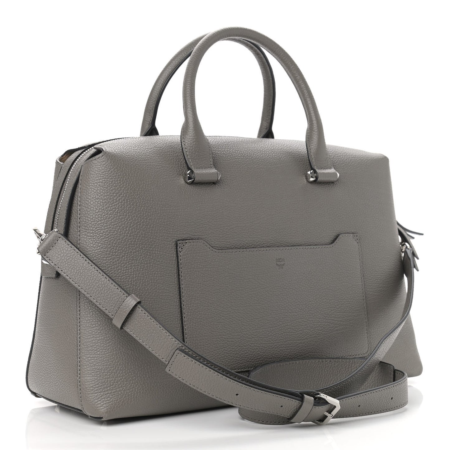 Grained Calfskin Large Ella Boston Grey