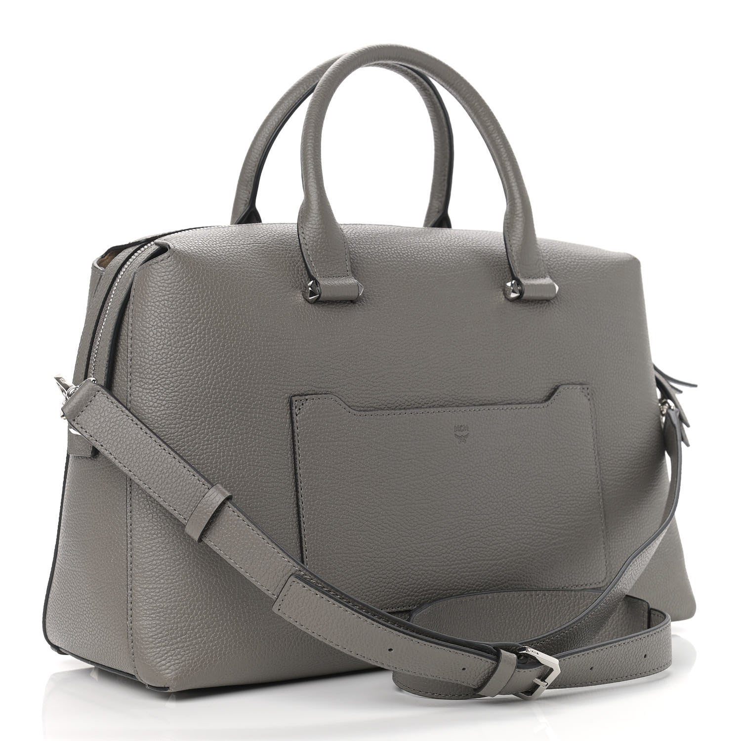 MCM Grained Calfskin Large Ella Boston Grey 3 of 8