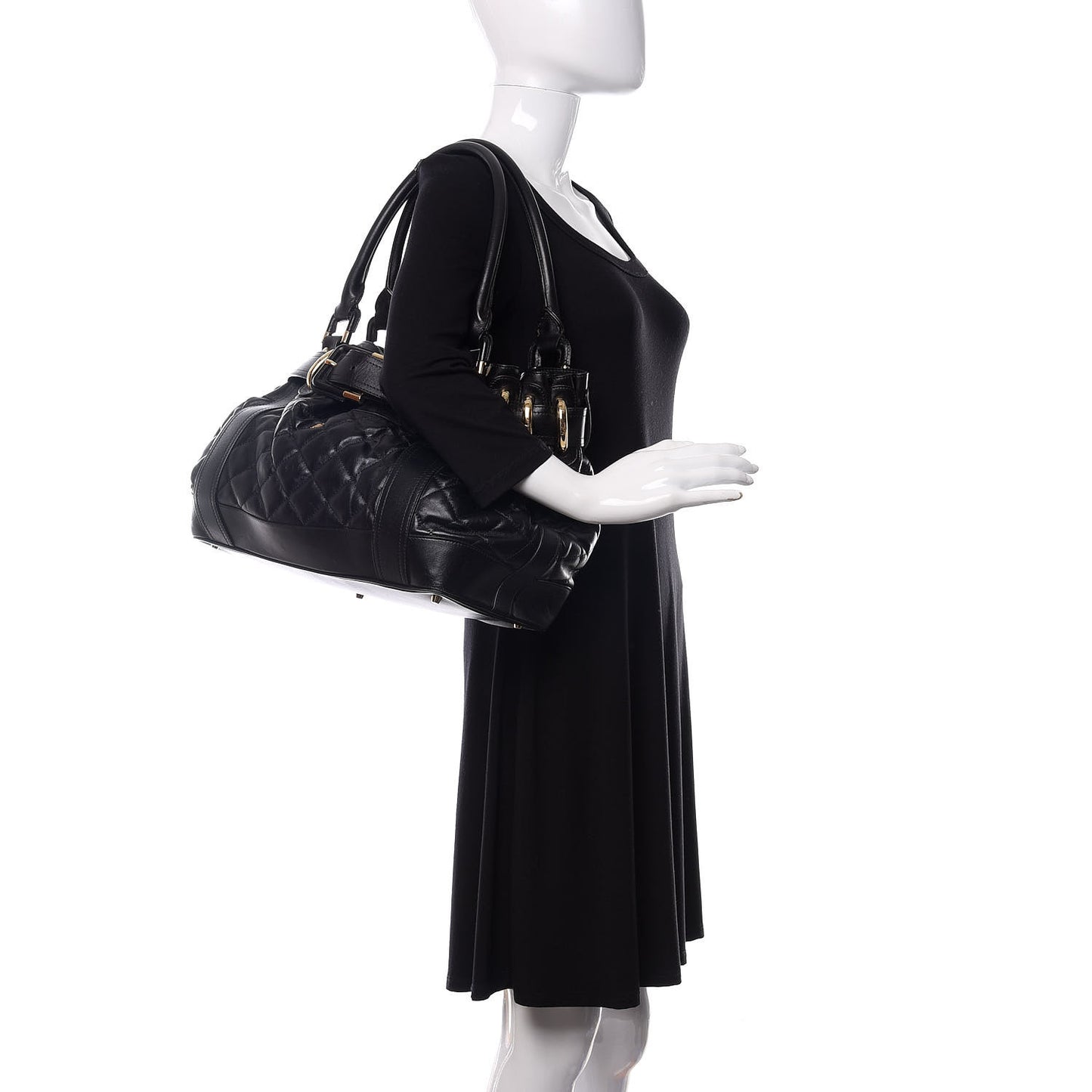 Calfskin Quilted Beaton Satchel Black