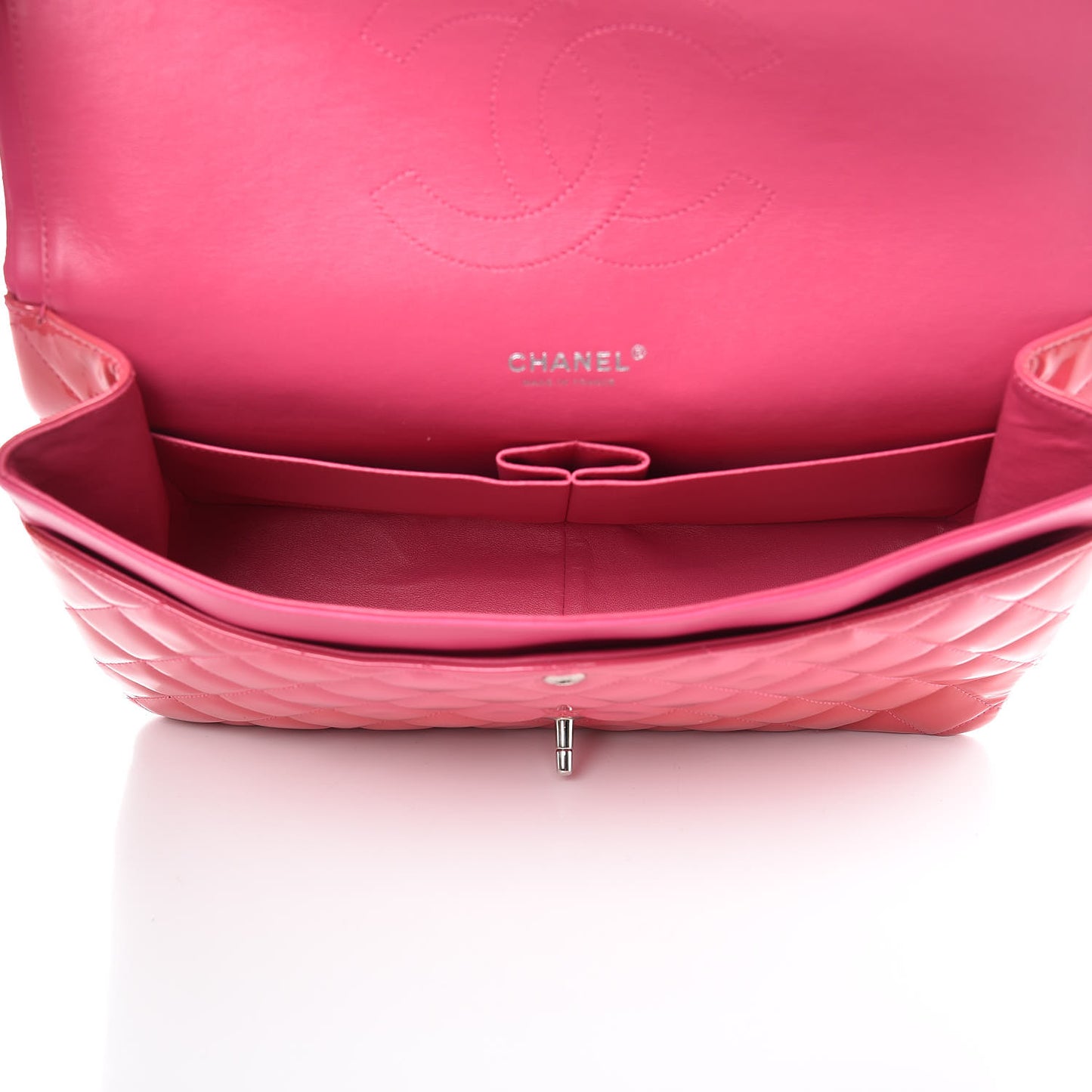 Patent Maxi Quilted Double Flap Dark Pink