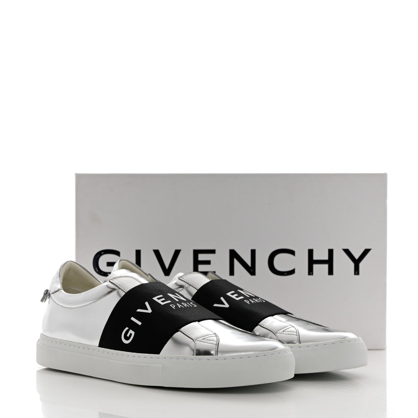 Calfskin Band Logo Mens Urban Street Sneakers 43 Silvery