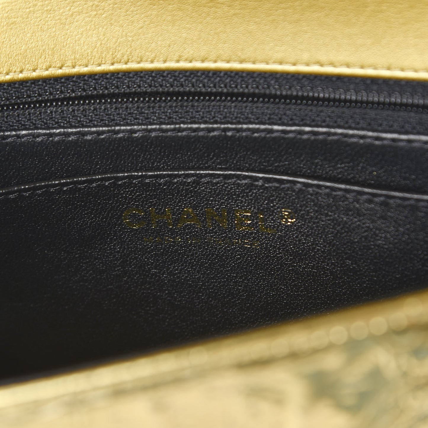 Metallic Calfskin Crocodile Embossed Cocodile Rectangular Mini Flap Gold