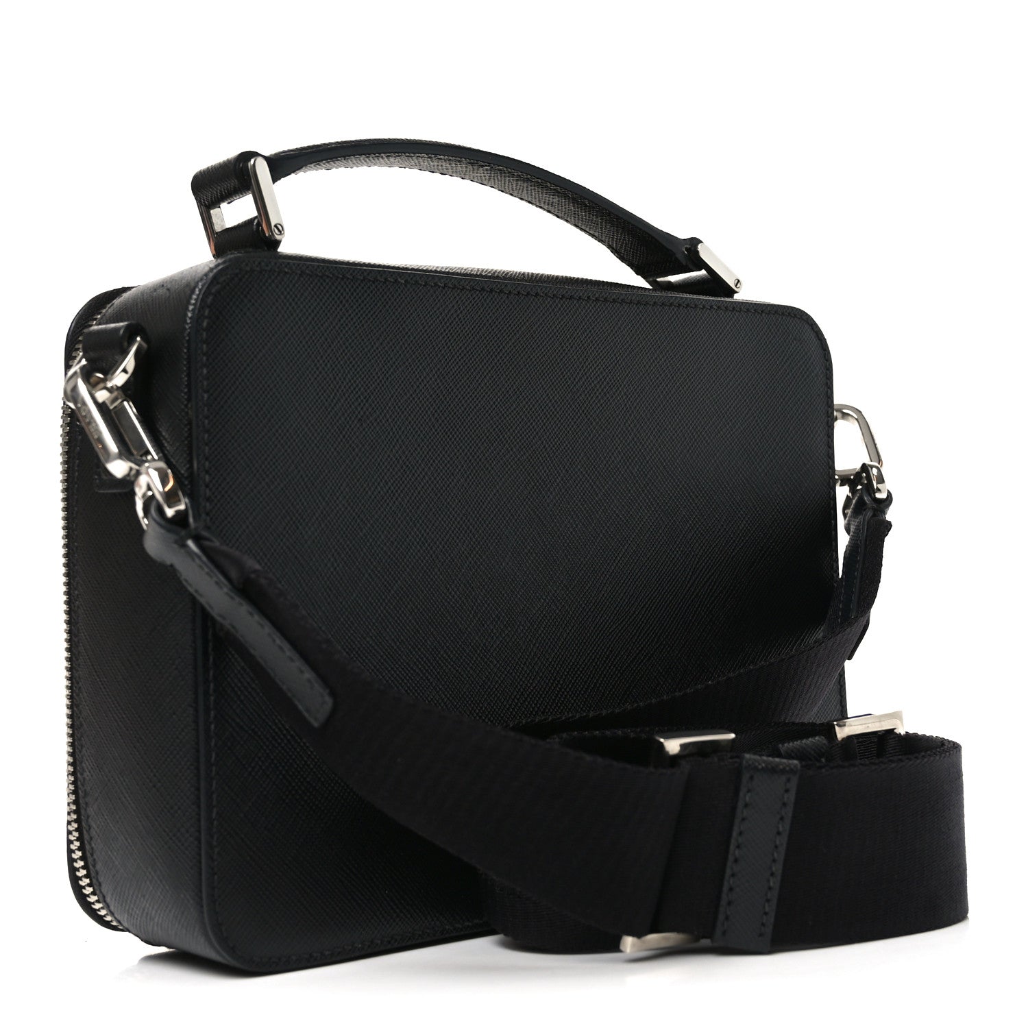 Prada Saffiano Travel Medium Brique Crossbody Bag Black 1859645