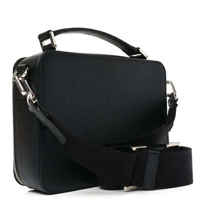 Prada Saffiano Travel Medium Brique Crossbody Bag Black Black 2 of 8