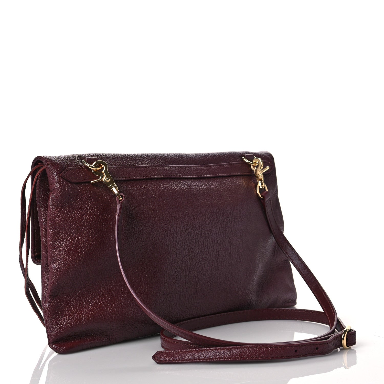 Balenciaga Chevre Gold Metallic Edge Hardware Envelope Clutch Bordeaux 2 of 7