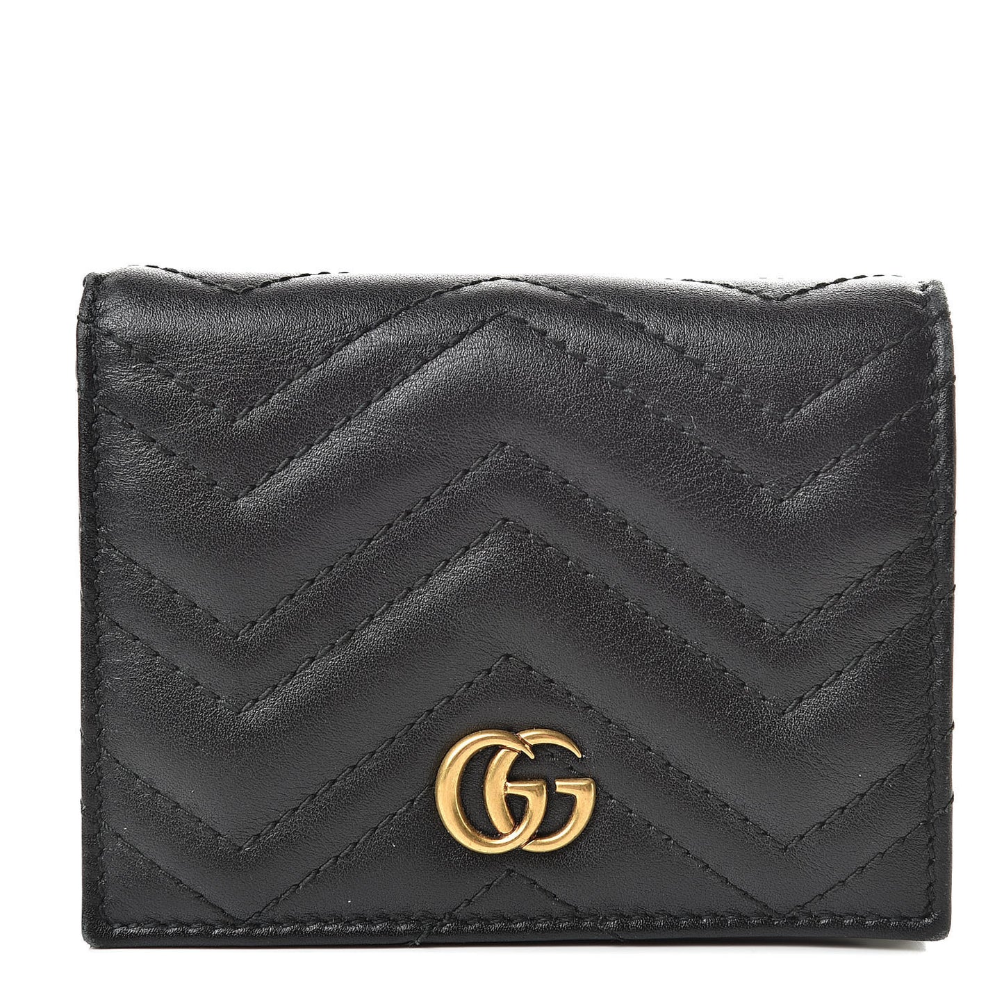 Calfskin Matelasse GG Marmont Card Case Wallet Black