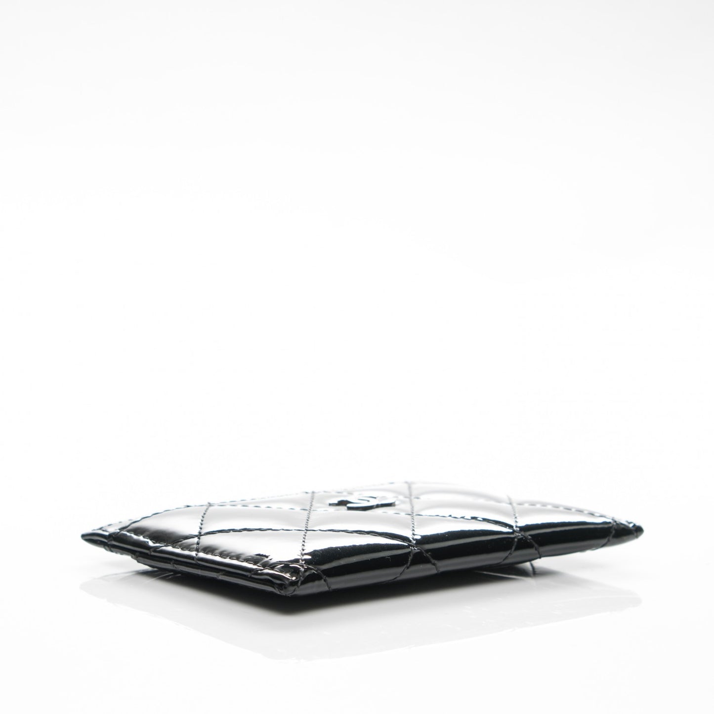 Patent Quilted Card Holder Black