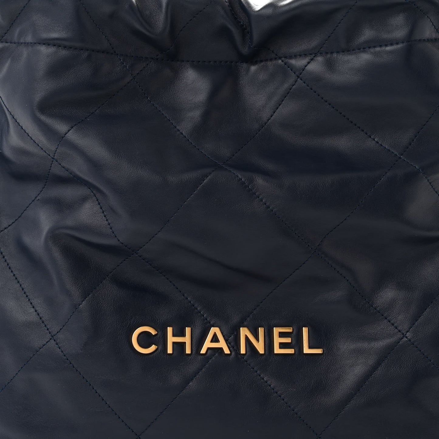 Shiny Calfskin Quilted Chanel 22 Navy Blue