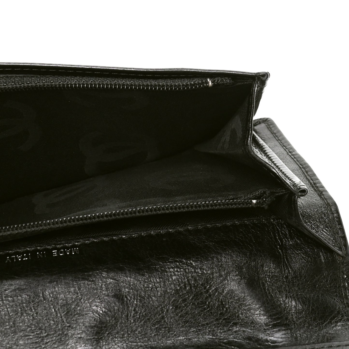 Aged Calfskin Quilted Cambon Yen Wallet Black