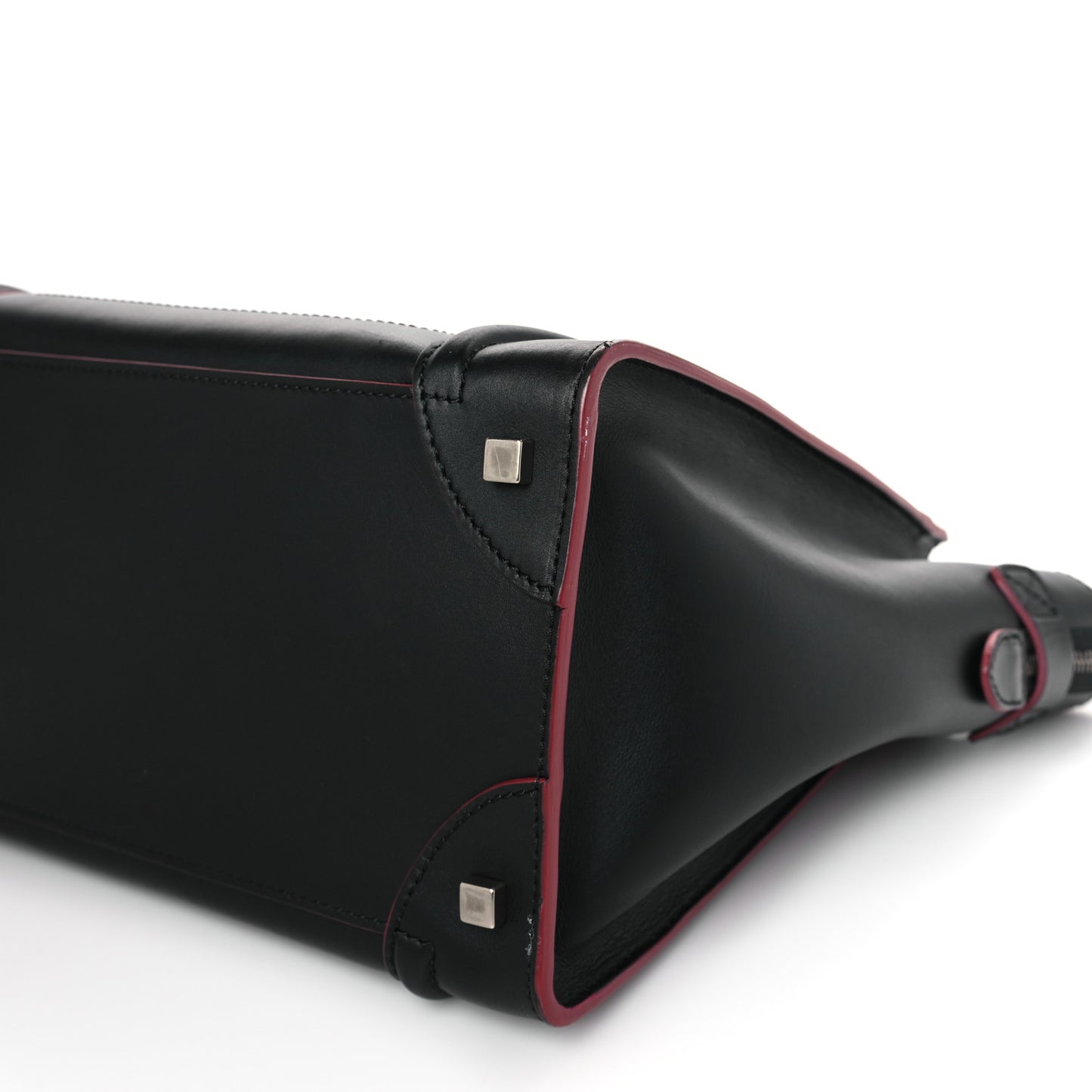 Smooth Calfskin Mini Luggage Black Pink Trim