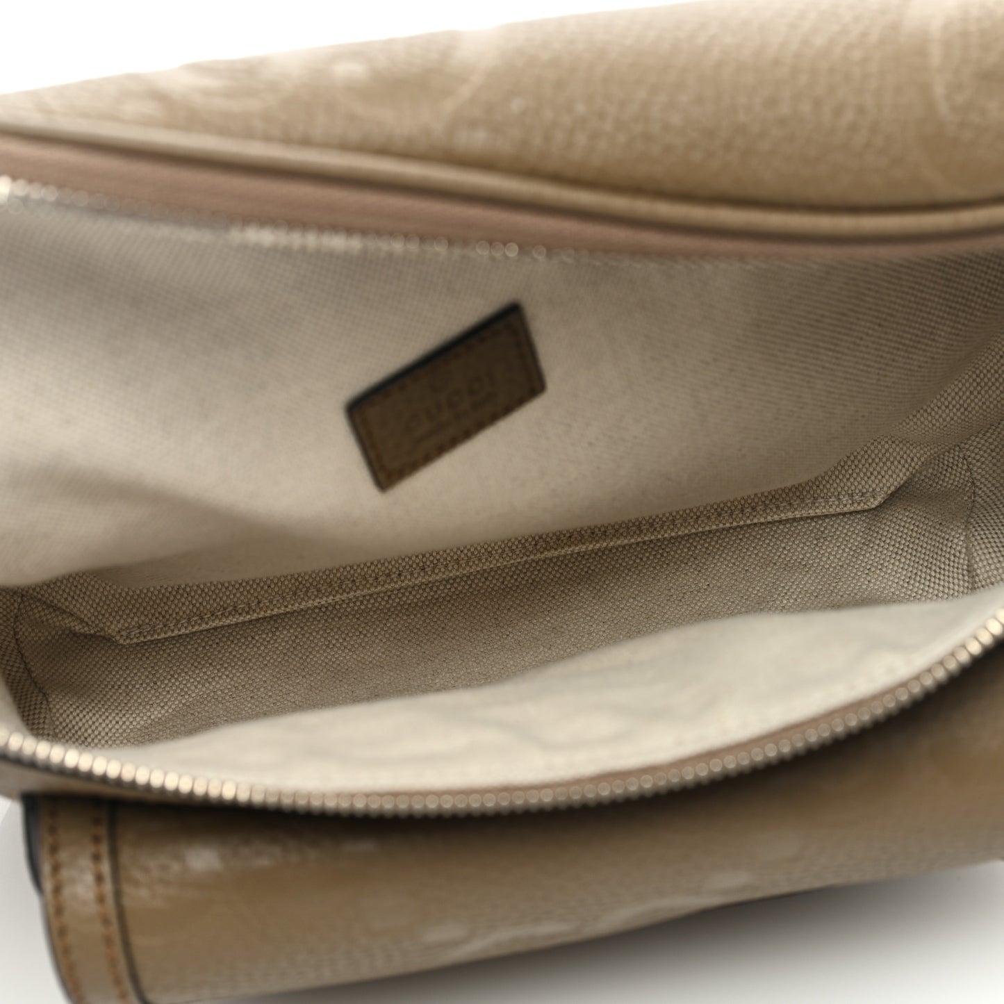 Piuma Calfskin Jumbo GG Embossed Pocket Belt Bag Good Taupe