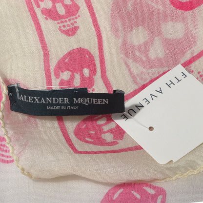 Alexander McQueen Silk Chiffon Skull Scarf Sun Pink 6 of 6