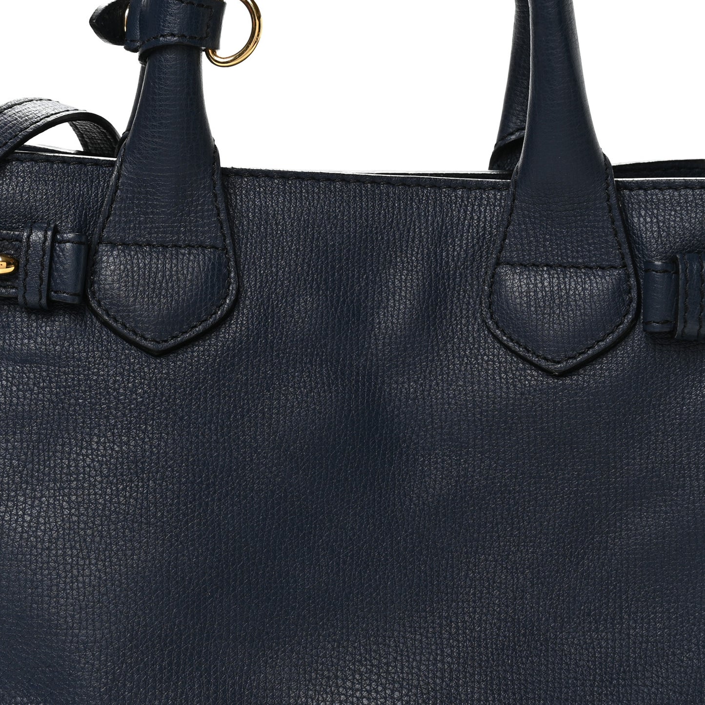 Grainy Calfskin House Check Small Banner Tote Ink Blue