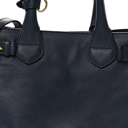 Burberry Grainy Calfskin House Check Small Banner Tote Ink Blue 8 of 10
