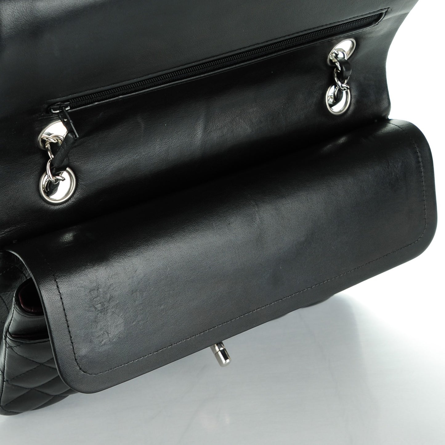 Lambskin Quilted Medium Double Flap Black