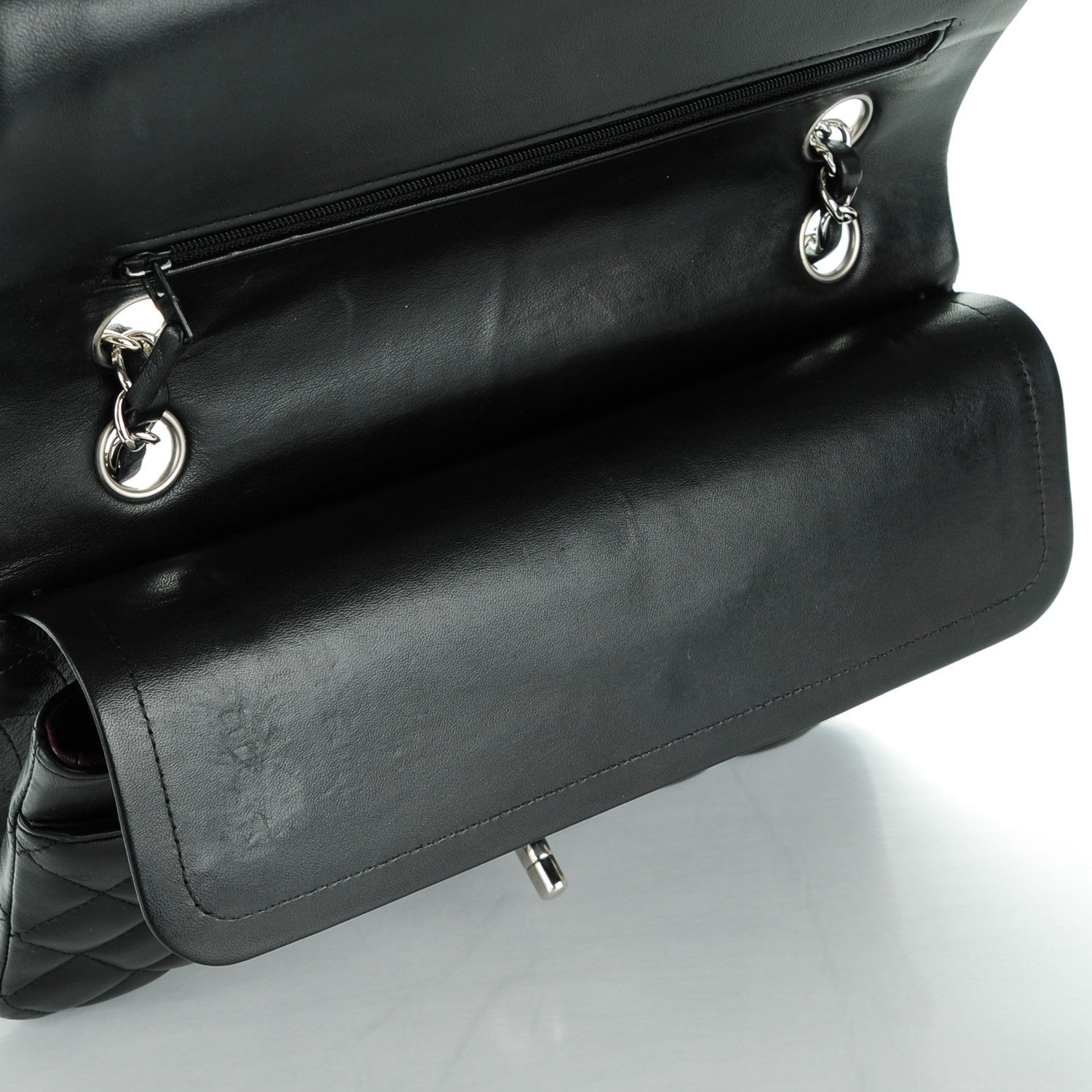 Chanel Lambskin Quilted Medium Double Flap Black 9 of 9