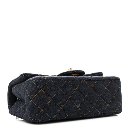 Chanel Denim Quilted Mini Rectangular Flap Dark Blue 4 of 10