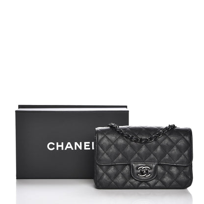 Chanel Crumpled Calfskin Quilted Mini Rectangular Flap So Black 8 of 8