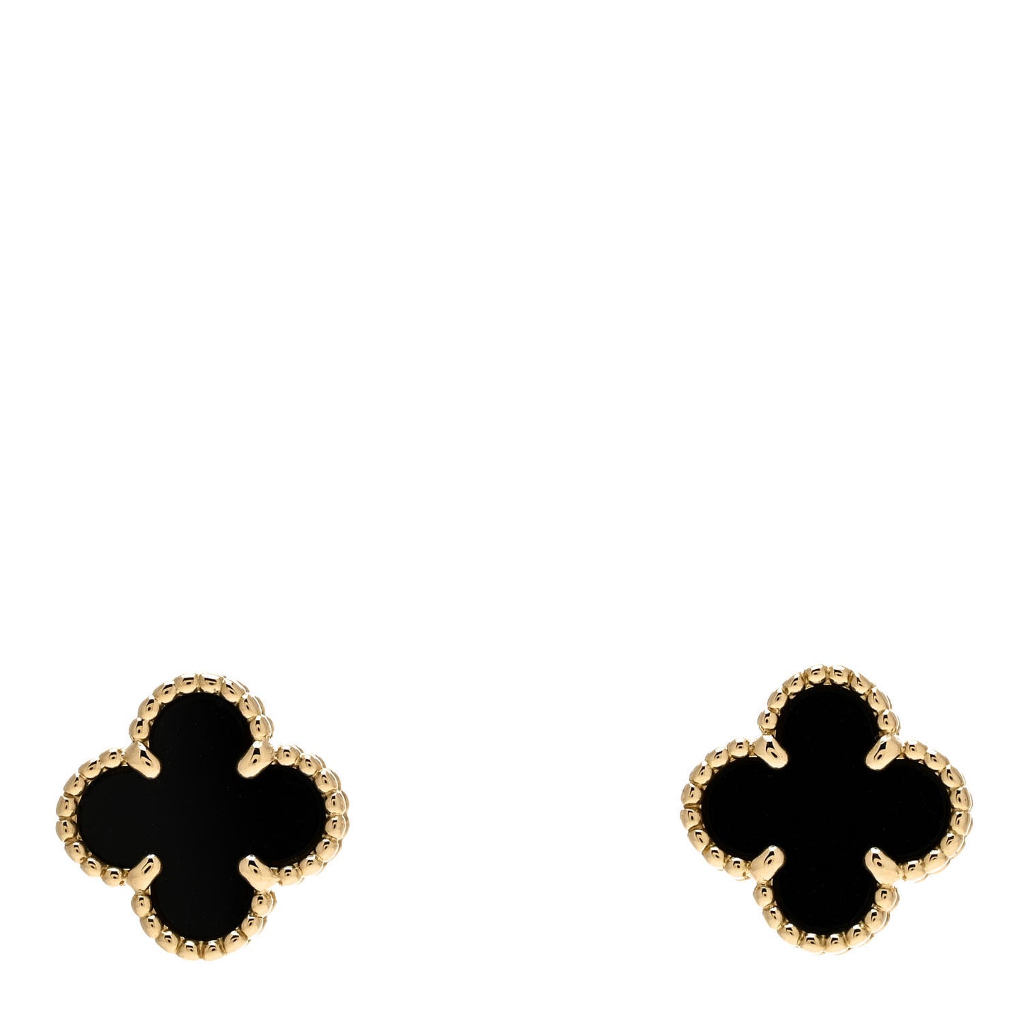 18K Yellow Gold Black Onyx Sweet Alhambra Earrings