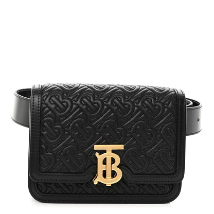 Burberry Lambskin Embossed Monogram TB Bum Bag Black 1 of 9