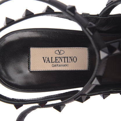 Valentino Garavani Calfskin Lacquered Monochrome Rockstud Ankle Strap 100mm Pumps 40 Black 6 of 9