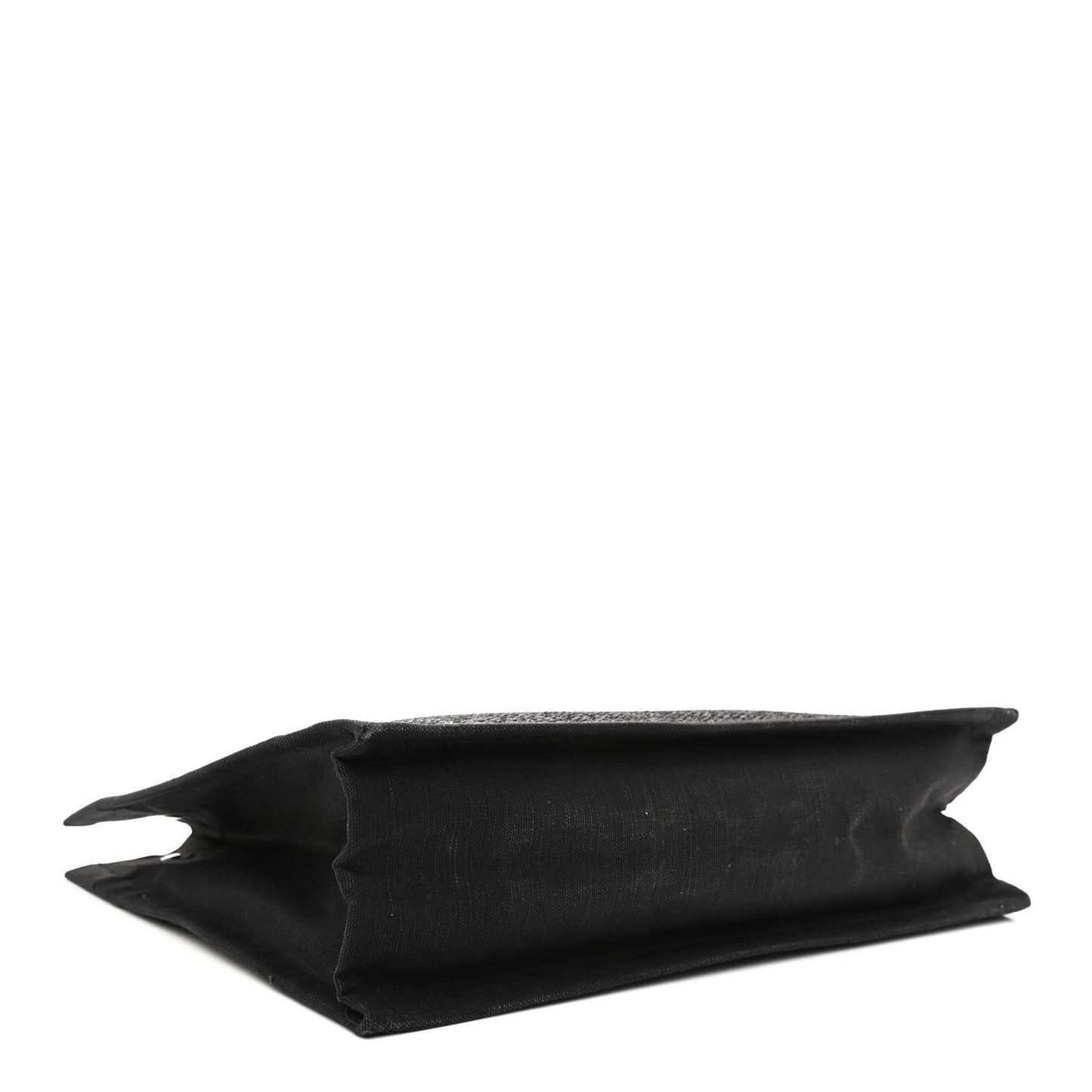Raffia Linen Calfskin Rive Gauche Tote Black