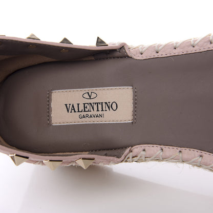 Valentino Garavani Grained Calfskin Rockstud Ankle Wrap Espadrille Flatform Sandals 39 Rose Quartz 7 of 10