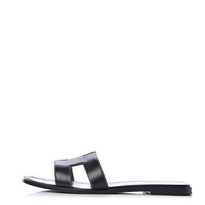 Hermes Box Calfskin Oran Sandals 41 Black 1 of 11